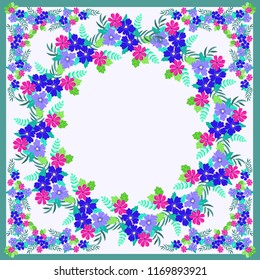 Unusual scarf floral print. Modern style millefleurs. Floral pretty background for scarf print, textile, covers, surface, scrapbooking, decoupage. Bandana, pareo, home textile design