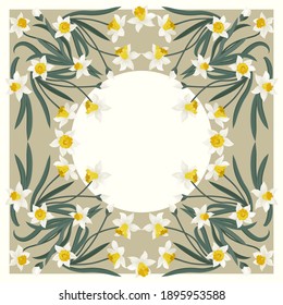 Unusual scarf floral print. Modern style millefleurs. Floral pretty background for scarf print, textile, covers, surface, scrapbooking, decoupage. Bandana, pareo, home textile design