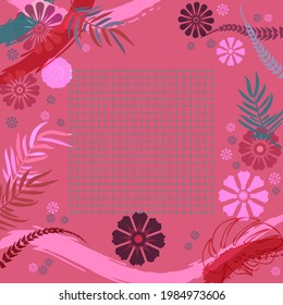 Unusual scarf floral print. Modern style millefleurs. Floral pretty background for scarf print, textile, covers, surface, scrapbooking, decoupage. Bandana, pareo, home textile design