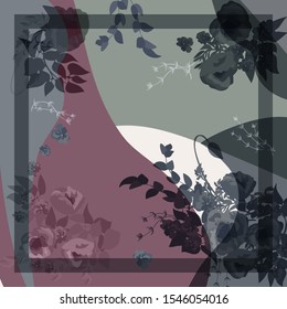 Unusual scarf, napkin flower print. Modern style mille fleurs. Floral pretty background for scarf print, textile, covers, surface, scrapbooking, decoupage. Bandana, pareo, home textile plant design