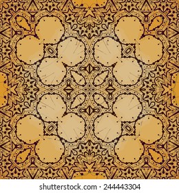 Unusual seamless background. Wallpaper in indian tribal style ornament. Vintage design elements.
