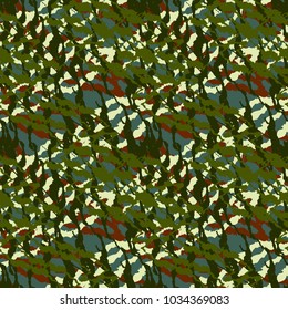 Unusual seamless fashion forest dark green camouflage pattern vector. Camo background pattern with colored grid