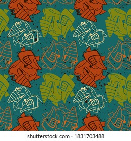 Unusual seamless pattern with abstract hand-drawn pattern, with spots and dots