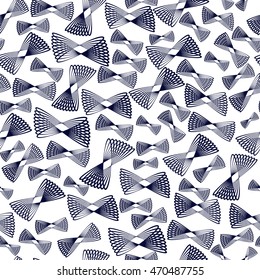 Unusual seamless pattern with dark blue curved lines on the white background. Abstract vector illustration. Perfect for cover, textile, interior design. 