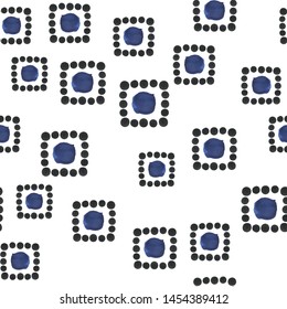 Unusual Seamless pattern Dark moderate blue color in a frame of a black square. For your design, textile, pattern fills, box, posters, cards, etc. Pattern under the mask. Vector.