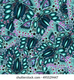 Unusual seamless pattern with macro butterflies , textured design for textile, fabric, paper, wallpaper