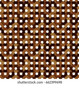Unusual seamless pattern made of round shapes in different brown colors - chocolate imitation, with white centers, oval and round shapes,overlay CD illusion