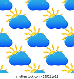 Unusual seamless vector pattern with weather icons. Vector illustration