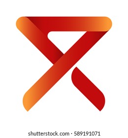 Unusual shape of letter R. Modern and unique logo for business. Best icon for start up. Symbolic sign. Arrow pointed to the top left corner.