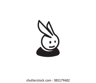 Unusual simple rabbit vector logo in a linear style.