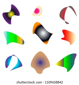 Unusual sizes and colors of a figure on a white background. Illustration. Abstraction.