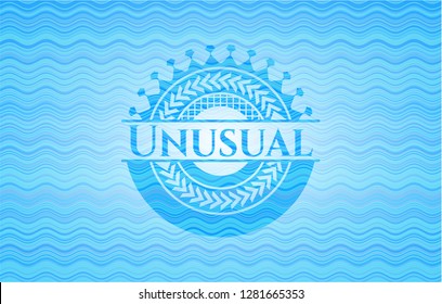 Unusual sky blue water wave style emblem.