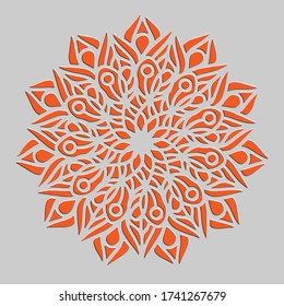 Unusual and sophisticated vector mandala. 3D cutout effect. Interesting composition.
