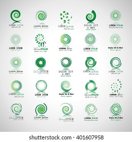 Unusual Spiral Icons Set-Isolated On Gray Background-Vector Illustration,Graphic Design. Different Logotype Template