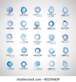 Unusual Spiral Icons Set-Isolated On Gray Background-Vector Illustration,Graphic Design. Different Logotype Template