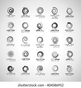 Unusual Spiral Icons Set-Isolated On Gray Background-Vector Illustration,Graphic Design. Different Logotype Template