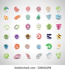 Unusual Spiral Set - Isolated On Gray Background - Vector Illustration, Graphic Design Editable For Your Design 