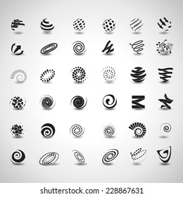 Unusual Spiral Set - Isolated On Black Background - Vector Illustration, Graphic Design Editable For Your Design    