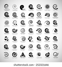Conjunto De Espirales Inusuales - Aislado En Fondo Gris - Ilustración Vectorial, Diseño Gráfico Editable Para Su Diseño 