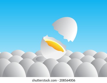  Unusual still life eggs against the blue sky.