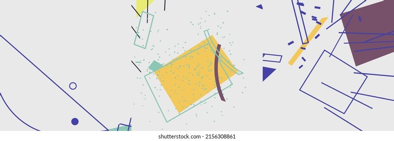 Unusual Strange Vector  Trendy Geometric Chaos Shapes Composition Background In Antidesign Maximalism Collage Teknik. Acid Figures, Distortion, Variety Of Kinks And Transformations.