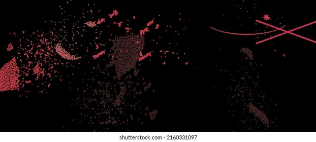 Unusual Strange Vector  Trendy Geometric Chaos Shapes Composition Background In Antidesign Maximalism Collage Teknik. Acid Figures, Distortion, Variety Of Kinks And Transformations.