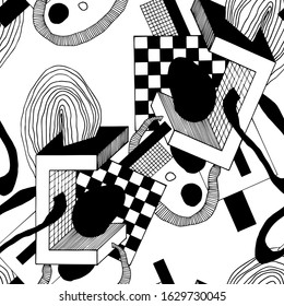 Unusual surreal texture in modern style. Hand-drawn vector seamless pattern for your stylish design.