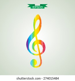 Unusual trendy hand drawn pencil stroke g-clef isolated. Vector version