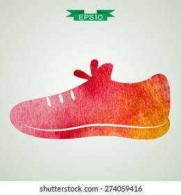 Unusual trendy hand drawn watercolor sneakers isolated. Vector version