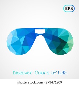 Unusual trendy poly aviator sunglasses isolated. Vector version