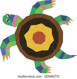 Unusual turtle, created with help of geometric shapes