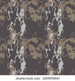 Unusual UFO camouflage - seamless vector pattern. Colorful print in gray and dusty beige colors. Dark abstract background, urban camo, wallpaper, backdrop, cover, decoration
