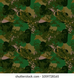 Unusual UFO camouflage - seamless vector pattern. Colorful print in puffy pink, green, olive and dark green colors. Bright abstract background, wallpaper, backdrop, cover, decoration