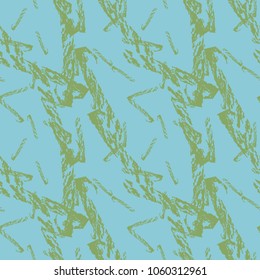 Unusual UFO camouflage - seamless vector pattern. Colorful print in green an bright blue colors with diagonal stripes. Bright abstract background, wallpaper, backdrop, cover, decoration