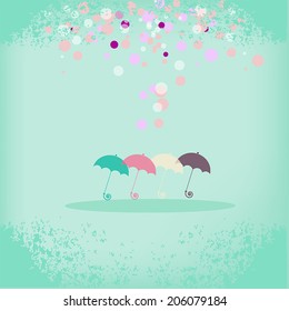 unusual vector background with colored umbrellas