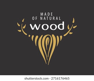 Un inusual logotipo de Vector dibujado a mano para la producción de productos de madera
