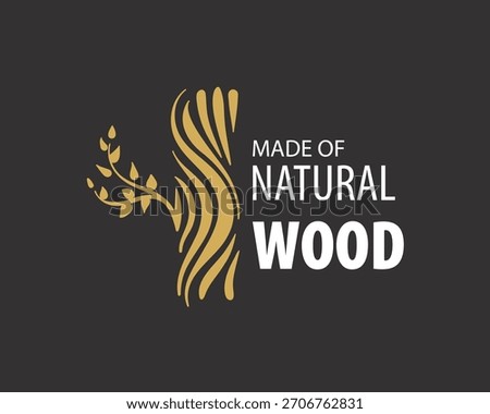 An unusual vector hand-drawn logo for the production of wood products