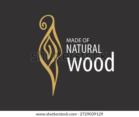 An unusual vector hand-drawn logo for the production of wood products