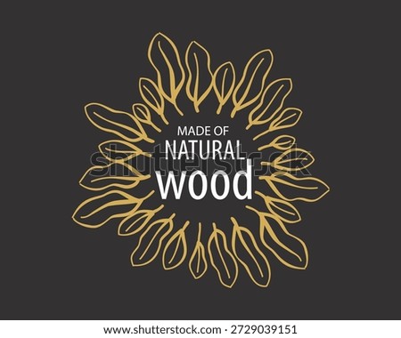 An unusual vector hand-drawn logo for the production of wood products