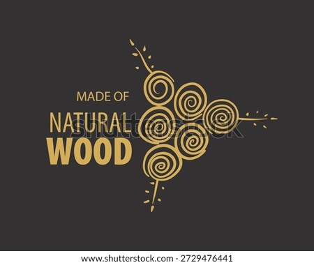 An unusual vector hand-drawn logo for the production of wood products