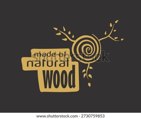 An unusual vector hand-drawn logo for the production of wood products