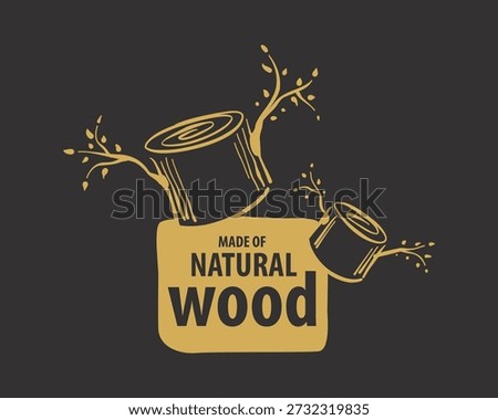 An unusual vector hand-drawn logo for the production of wood products