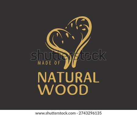 An unusual vector hand-drawn logo for the production of wood products