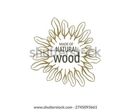 An unusual vector hand-drawn logo for the production of wood products