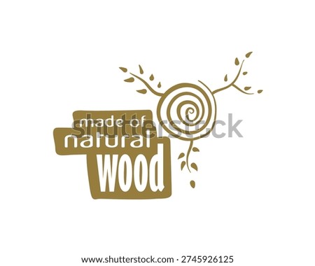 An unusual vector hand-drawn logo for the production of wood products
