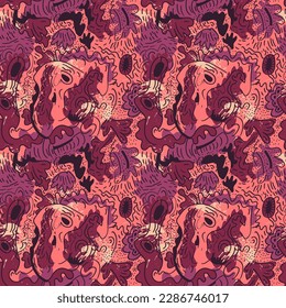 Unusual vector seamless artwork with hand drawn colorful abstract patterns