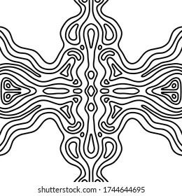 Unusual vector seamless composition. Extravagant texture. A lot of lines. Adult antistress coloring page.