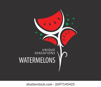 Unusual vector watermelon logo hand-drawn
