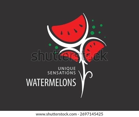 Unusual vector watermelon logo hand-drawn