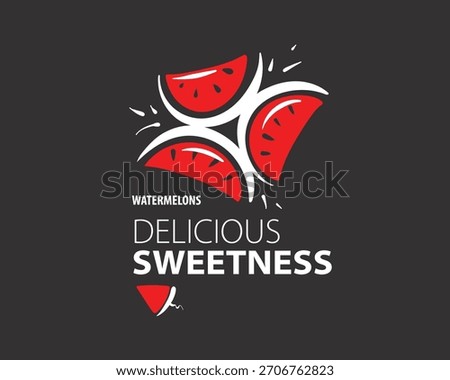 Unusual vector watermelon logo hand-drawn